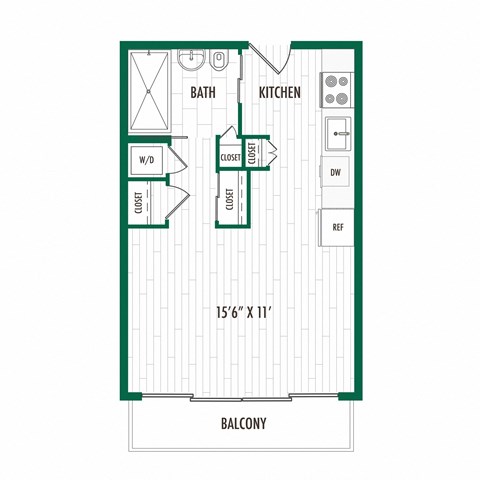 3ZERO3 New Apartments in Seattle, Washington Studio B Floor Plan